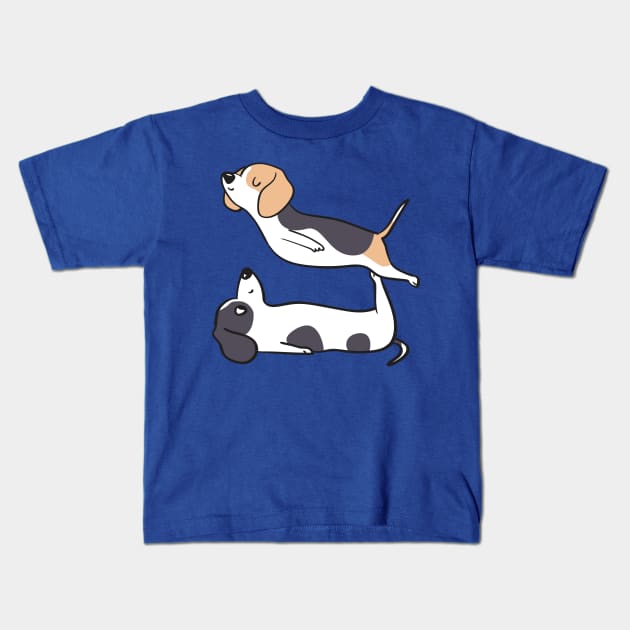 Acroyoga Beagle Kids T-Shirt by huebucket